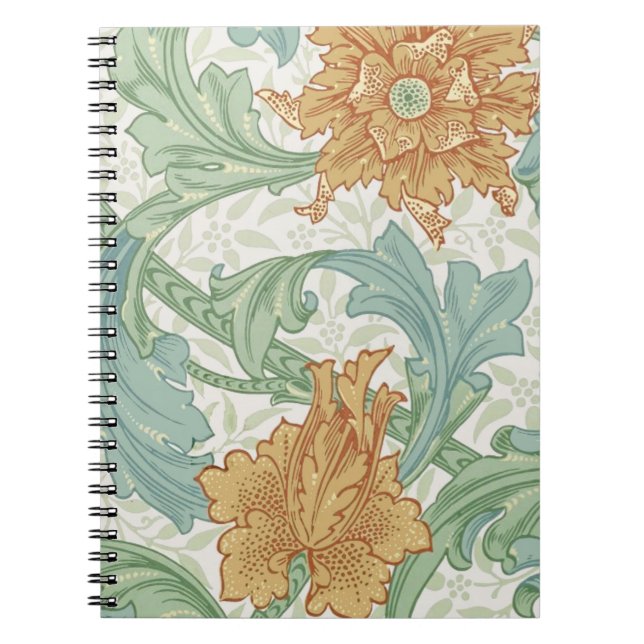 William Morris Single Stem Floral Pattern Spiral Notebook (Front)