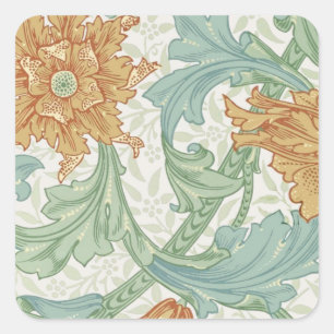 William Morris Single Stem Floral Pattern Square Sticker