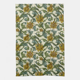 William Morris Single Stem Floral Pattern Tea Towel