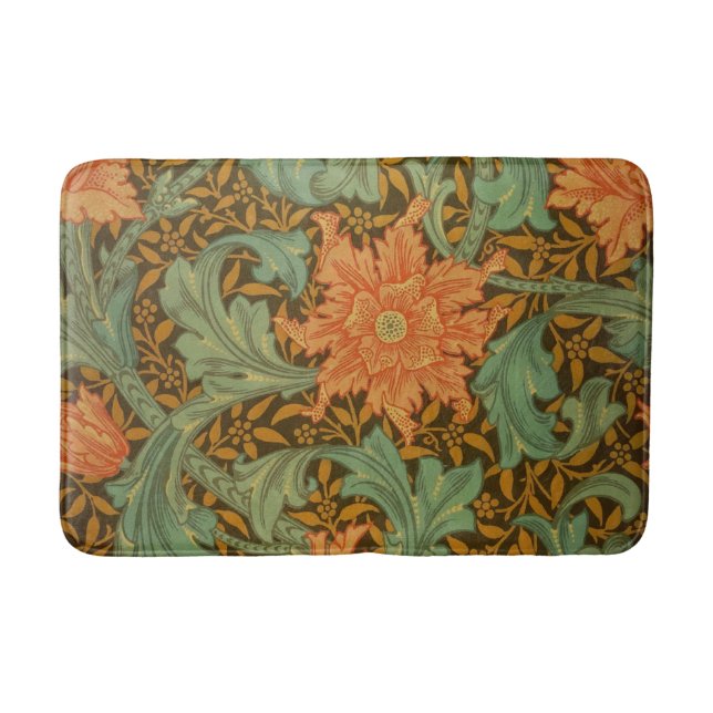 William Morris Single Stem Pattern Art Nouveau Bath Mat (Front)