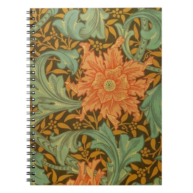 William Morris Single Stem Pattern Art Nouveau Notebook (Front)