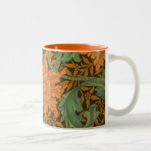 William Morris Single Stem Pattern Art Nouveau Two-Tone Coffee Mug