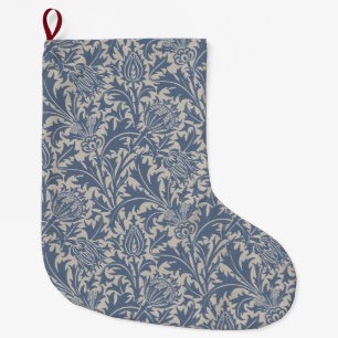 William Morris Slate Blue Thistle Wallpaper Large Christmas Stocking