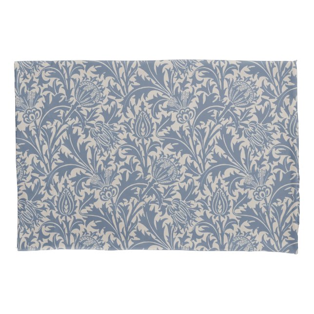 William Morris Slate Blue Thistle Wallpaper Pillowcase (Front)