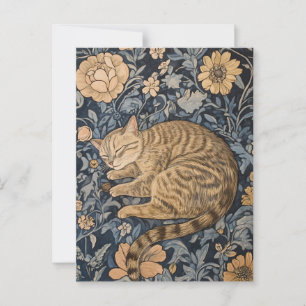 William Morris Sleeping Cat Vintage Postcard 