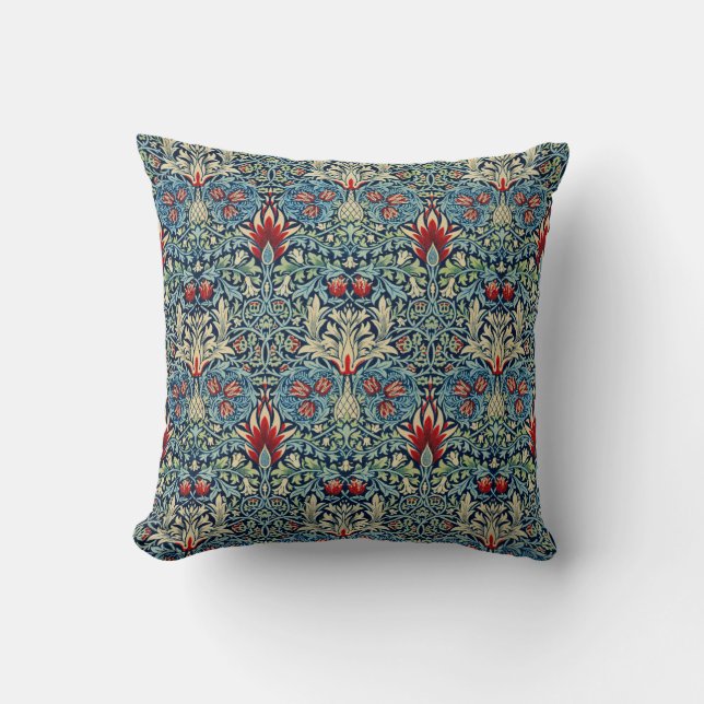 William Morris Snakehead Pattern Throw Pillow (Front)