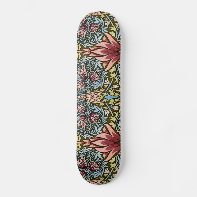William Morris Snakeshead Art Wallpaper Pattern Skateboard (Front)