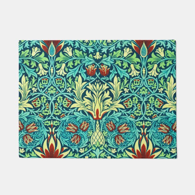 William Morris Snakeshead Blue And Green Doormat (Front)