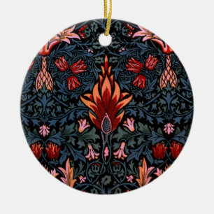 William Morris Snakeshead Dark Pattern Ceramic Tree Decoration