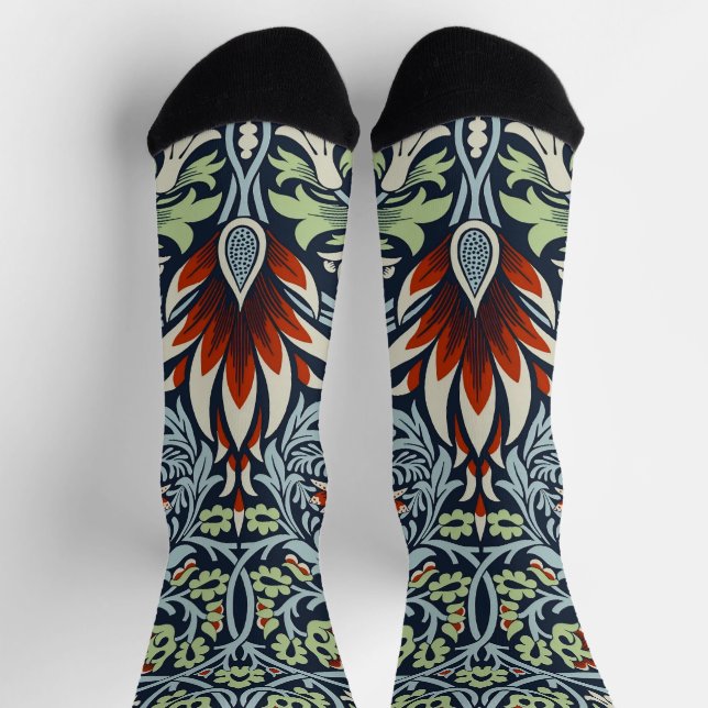William Morris Snakeshead Floral Classic Botanical Socks (Top)