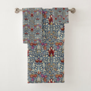William Morris Snakeshead Floral Classic Dark Blue Bath Towel Set