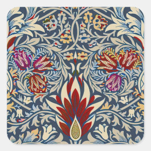 William Morris Snakeshead Floral Classic Dark Blue Square Sticker