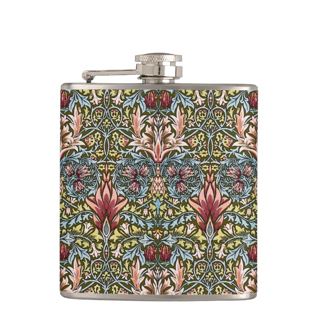William Morris Snakeshead Floral Pattern Hip Flask (Front)