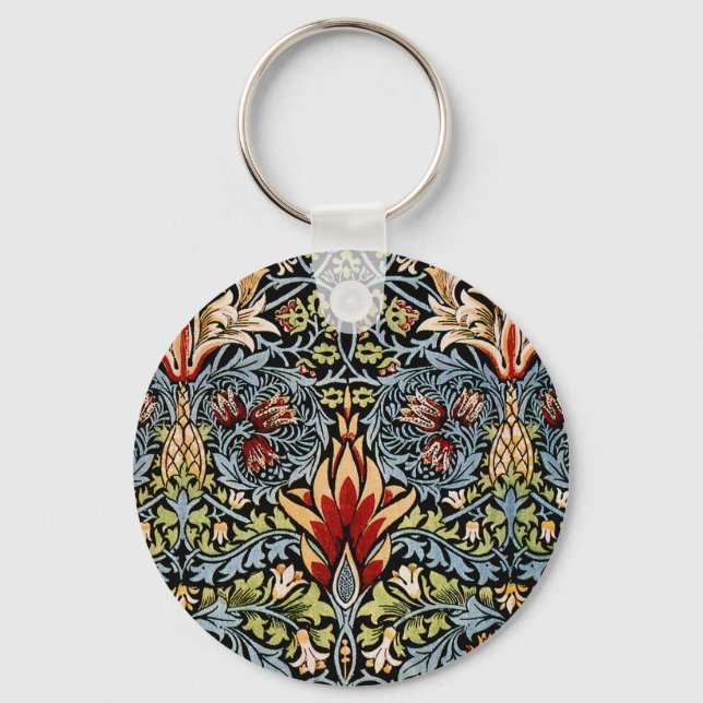 William Morris Snakeshead Floral Pattern Key Ring (Front)