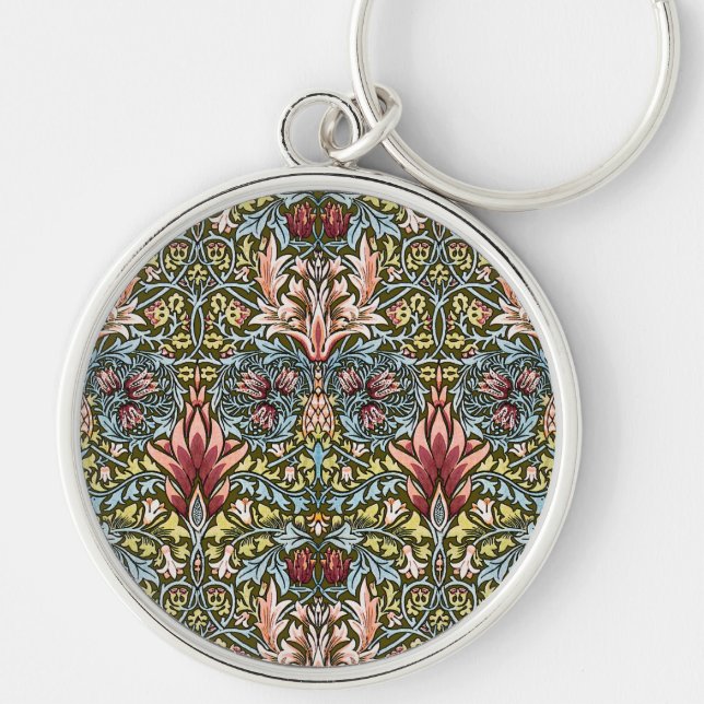 William Morris Snakeshead Floral Pattern Key Ring (Front)