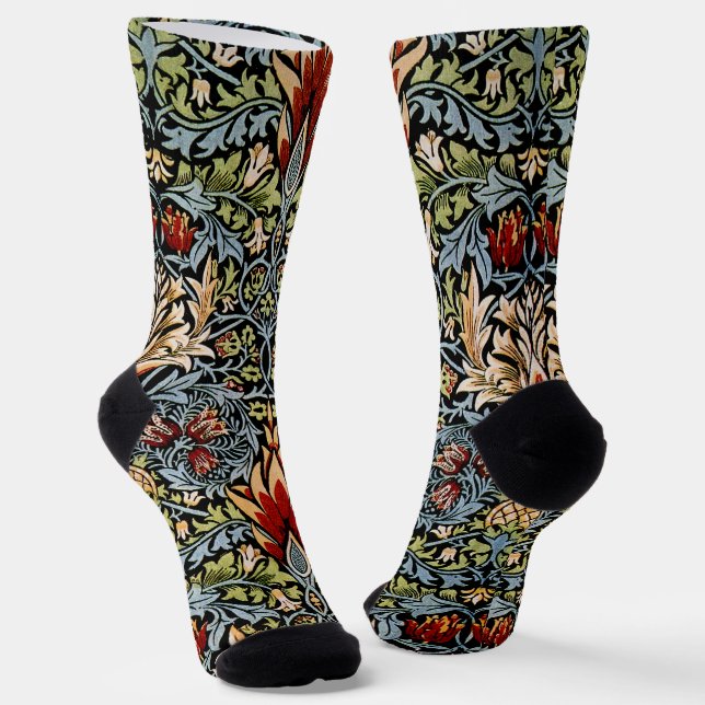 William Morris Snakeshead Floral Pattern Socks (Angled)