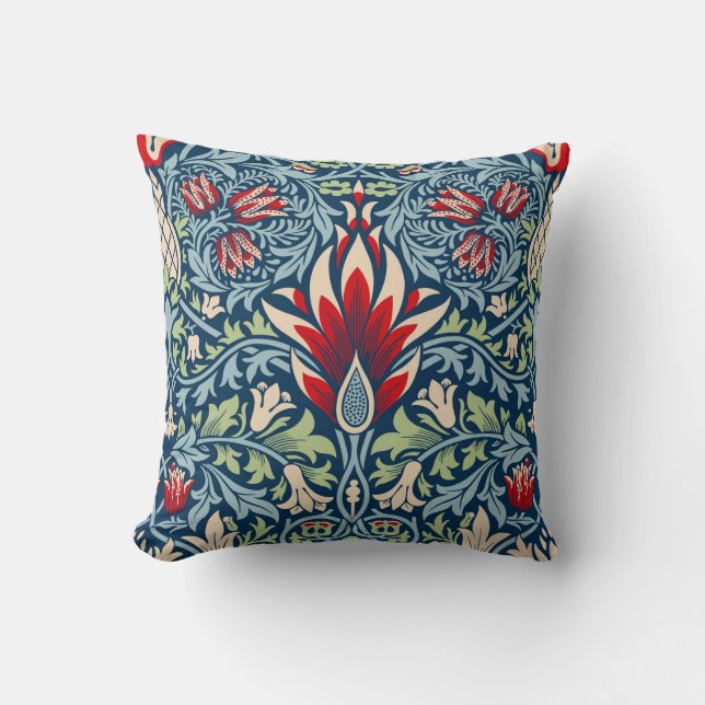 William Morris Snakeshead Fritillary Floral Design Cushion (Front)