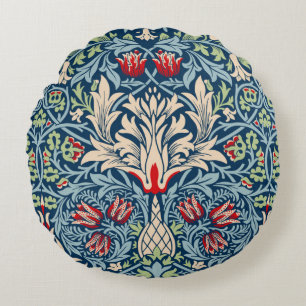 William Morris Snakeshead Fritillary Floral Design Round Cushion