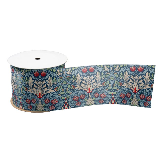 William Morris Snakeshead Fritillary Floral Design Satin Ribbon (Spool)
