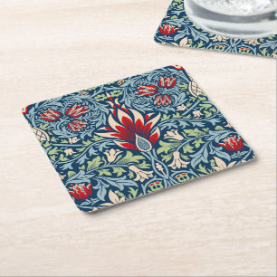 William Morris Snakeshead Fritillary Floral Design Square Paper Coaster