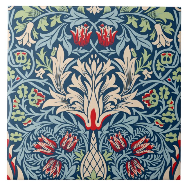 William Morris Snakeshead Fritillary Floral Design Tile (Front)