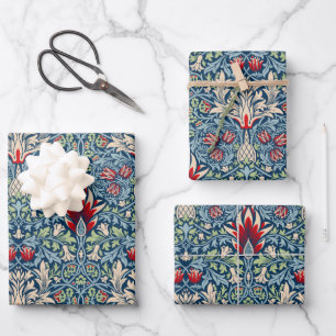 William Morris Snakeshead Fritillary Floral Design Wrapping Paper Sheet