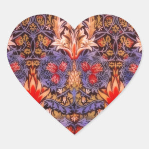 William Morris Snakeshead Vintage Floral Heart Sticker