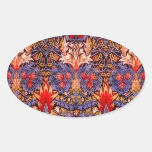 William Morris Snakeshead Vintage Floral Oval Sticker