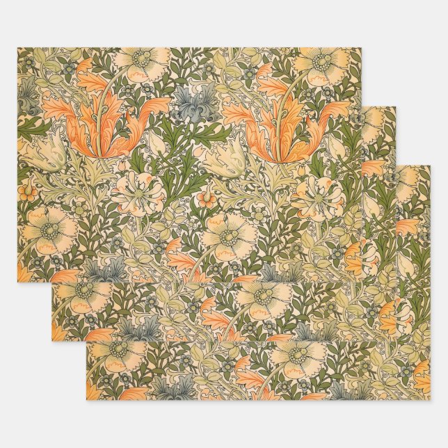 William Morris Spring Compton Flower Festival Wrapping Paper Sheet (Set)