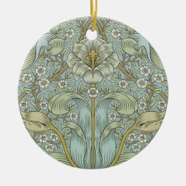 William Morris Spring Thicket: Antique Floral Ceramic Tree Decoration (Front)