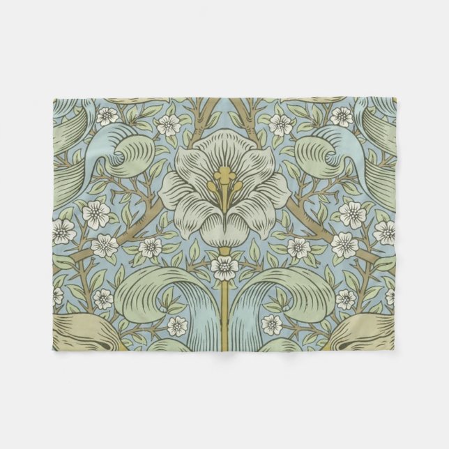 William Morris Spring Thicket: Antique Floral Fleece Blanket (Front (Horizontal))