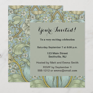 William Morris Spring Thicket: Antique Floral Invitation