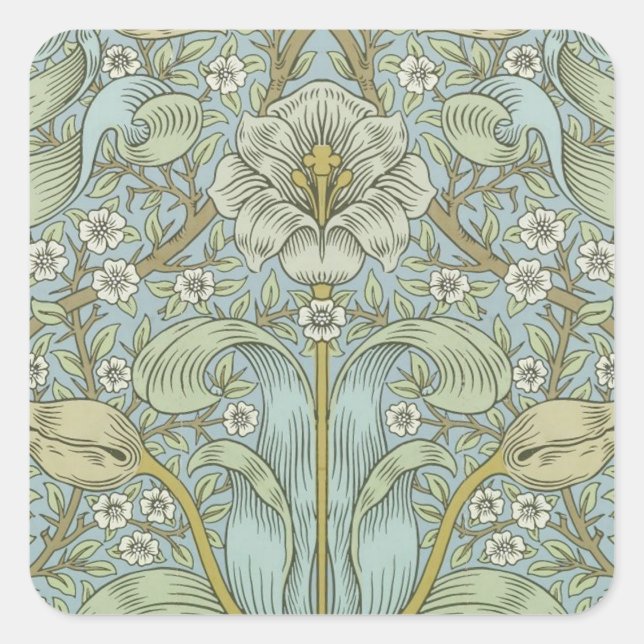 William Morris Spring Thicket: Antique Floral Square Sticker (Front)