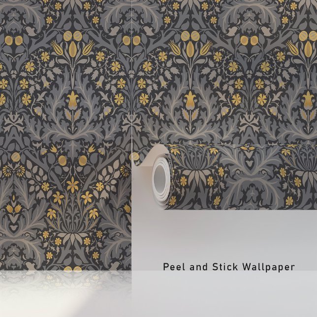 William Morris Spring Thicket Charcoal Grey & Gold Wallpaper (Creator Uploaded)
