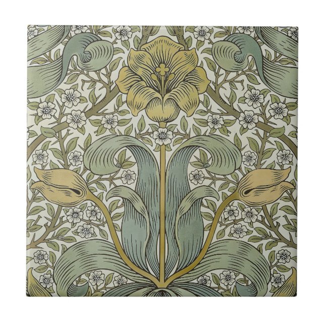 William Morris Spring Thicket Yellow Floral Art Tile (Front)
