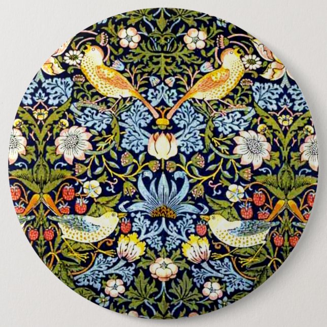 William Morris, Strawberry Thief, 6 Cm Round Badge (Front)
