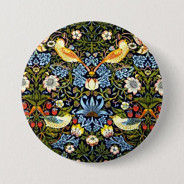 William Morris - Strawberry Thief,  7.5 Cm Round Badge (Front)
