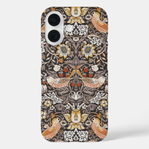 William Morris Strawberry Thief Charcoal Ochre iPhone 16 Case
