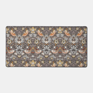 William Morris Strawberry Thief Charcoal Ochre Desk Mat