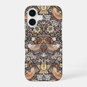 William Morris Strawberry Thief Charcoal Ochre iPhone 16 Case