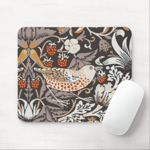 William Morris Strawberry Thief Charcoal Ochre Mouse Pad