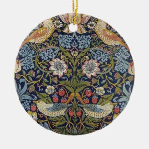 William Morris Strawberry Thief Design 1883 Ceramic Tree Decoration