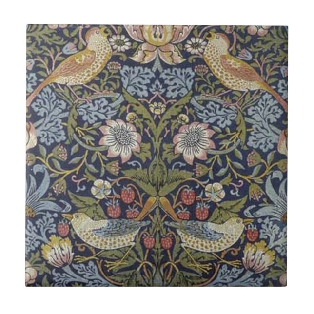 William Morris Strawberry Thief Design 1883 Tile (Front)