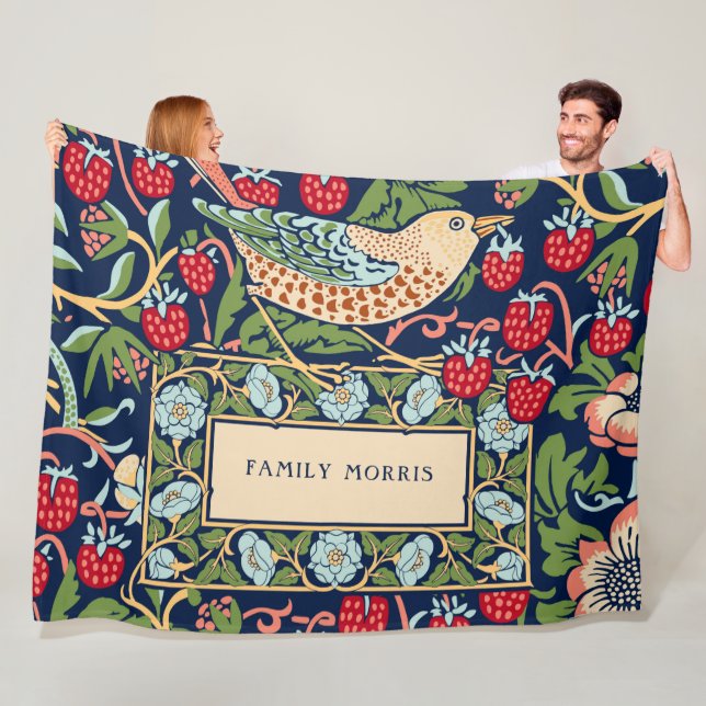 William Morris Strawberry Thief Fleece Blanket (In Situ)