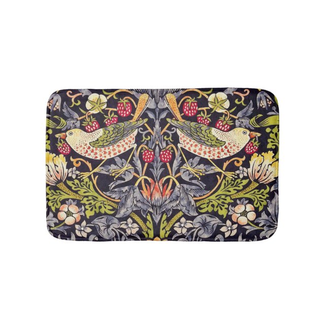 William Morris Strawberry Thief Floral Art Nouveau Bath Mat (Front)