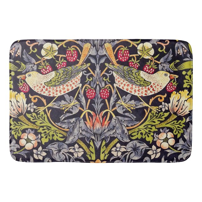 William Morris Strawberry Thief Floral Art Nouveau Bath Mat (Front)