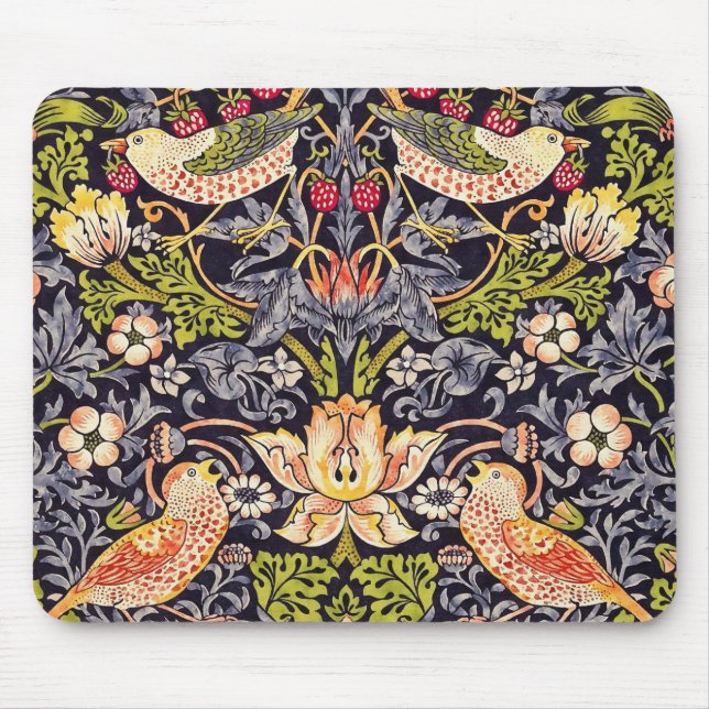 William Morris Strawberry Thief Floral Art Nouveau Mouse Pad (Front)
