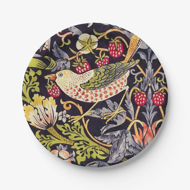 William Morris Strawberry Thief Floral Art Nouveau Paper Plate (Front)