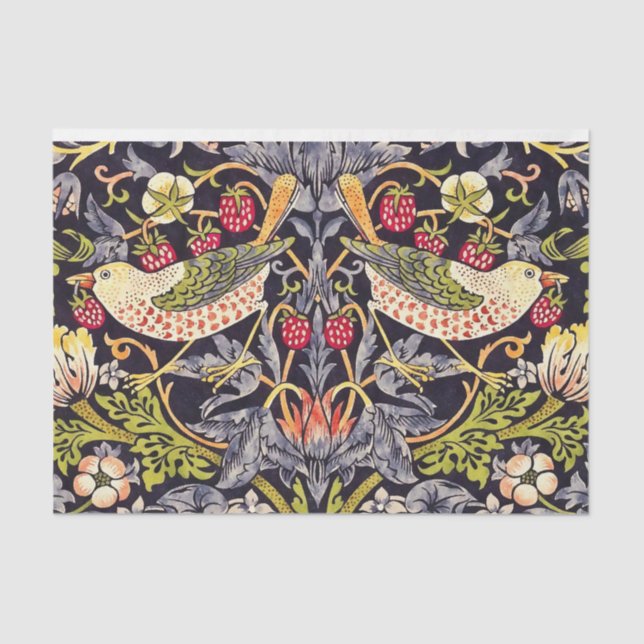 William Morris Strawberry Thief Floral Art Nouveau Tissue Paper (Front)