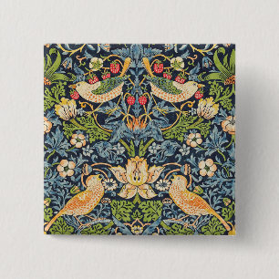 William Morris Strawberry Thief Floral Pattern 15 Cm Square Badge